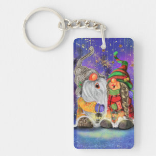 Llavero Navidades Keychain Gift Pareja Gnomes Cantando
