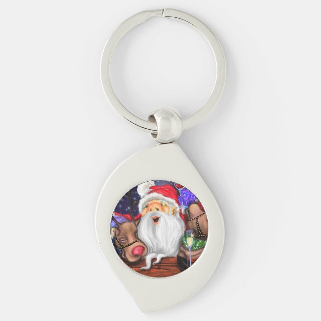 Llavero Navidades Keychain Gift Santa y Reindeers Fun (Anverso)