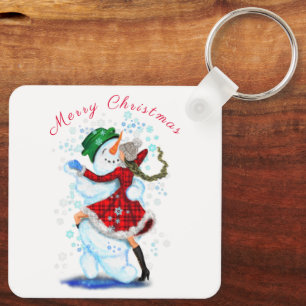 Llavero Navidades Keychain Gift Snowman y danza Chica