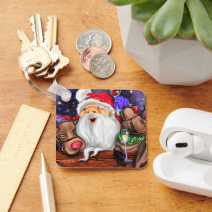 Llavero Navidades Keychain Santa y los renos divertidos