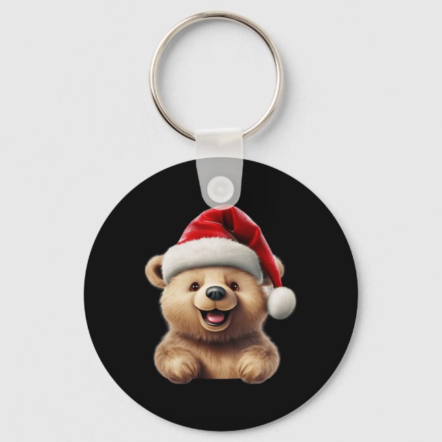 Llavero Navidades llevan oso oso oso de navidad divertida  (Anverso)