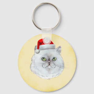 Llavero ¡Navidades Meowy! Un gato lindo con Santa Hat
