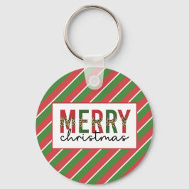 Llavero Navidades modernos leopardo imprimen rayas verdes 