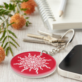 Llavero Navidades Monograma Ornamental Rojo G-Clef Snowfla