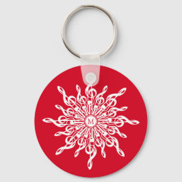 Llavero Navidades Monograma Ornamental Rojo G-Clef Snowfla