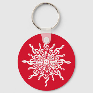 Llavero Navidades Monograma Ornamental Rojo G-Clef Snowfla