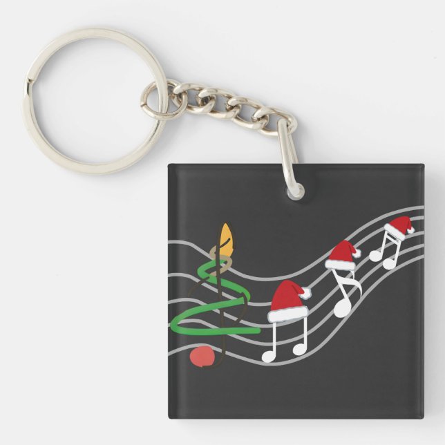 Llavero Navidades Music Notes Santa Hat Treble Clef (Frente)