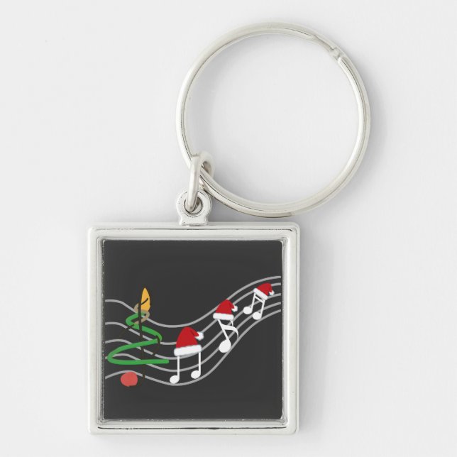 Llavero Navidades Music Notes Santa Hat Treble Clef (Frente)