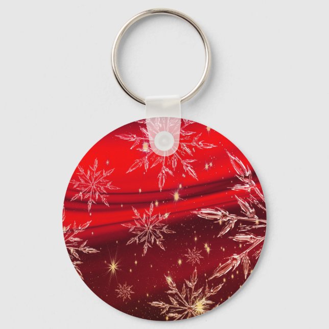 Llavero Navidades nevan sobre fondo rojo (Anverso)