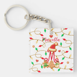 Llavero Navidades Nombre Monograma Personalizado Gingerbre