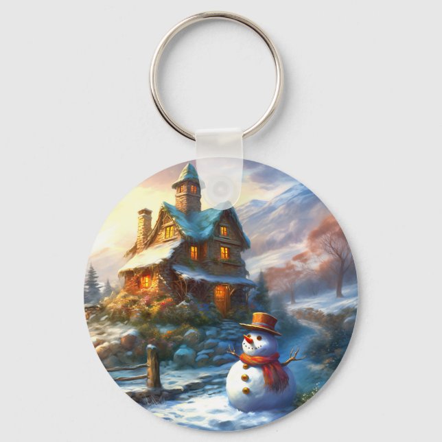 Llavero Navidades nostálgicos Snowman | Algodón de cosecha (Anverso)