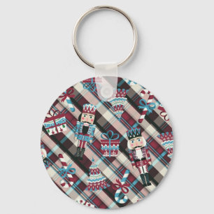 Llavero Navidades Nutcracker Plaid Blue Burgundy