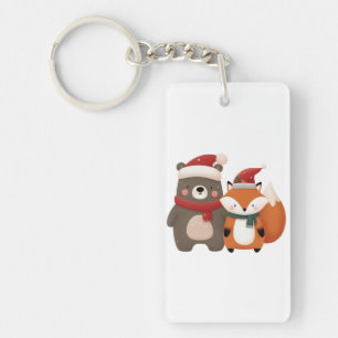 Llavero Navidades/Oso blanco invernal y Fox