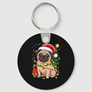 Llavero Navidades Perro Santa Cláusula Pug Puppy X-mas