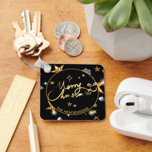 Llavero Navidades Personalizados de Luxury Gold Black Star