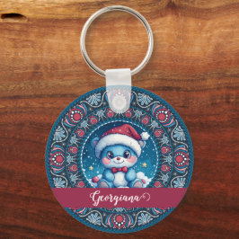 Llavero Navidades personalizados Kawaii Bear Dot Mandala