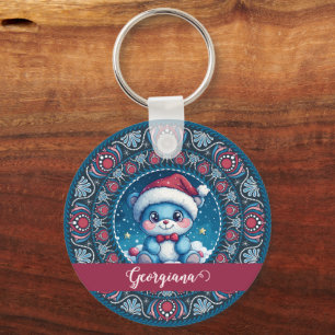 Llavero Navidades personalizados Kawaii Bear Dot Mandala
