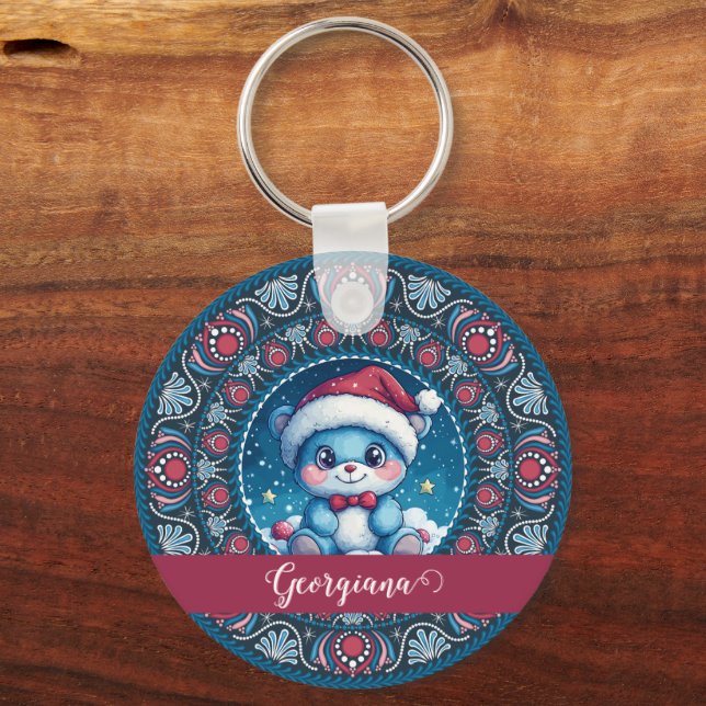 Llavero Navidades personalizados Kawaii Bear Dot Mandala (Anverso)