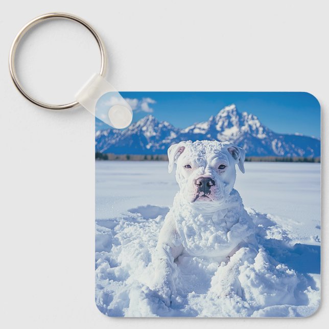 Llavero Navidades Pitbull Dog Snowman (Anverso)