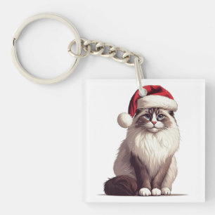 Llavero Navidades Ragdoll cat, Xmas Santa Ragdoll gatito