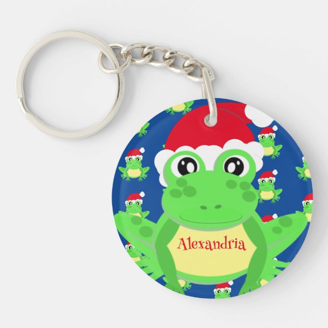 Llavero Navidades Rana Azul Santa Hat Novedad (Frente)