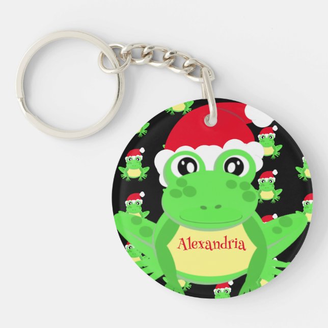 Llavero Navidades Rana negra Santa Sombrero Novedad (Frente)
