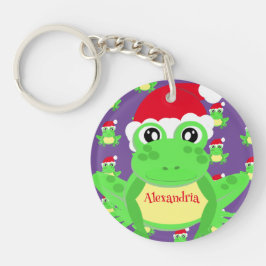 Llavero Navidades Rana púrpura Santa Hat Novedad de patrón