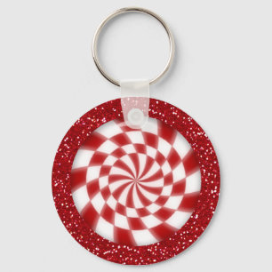 Llavero Navidades Red Purpurina Peppermint Candy Keychain