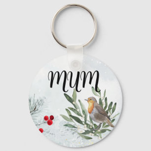 Llavero Navidades redondos robin Keychain