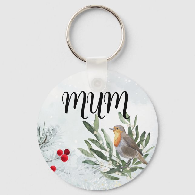 Llavero Navidades redondos robin Keychain (Anverso)