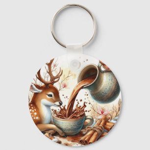 Llavero Navidades reno con chocolate Ornamento cerámico