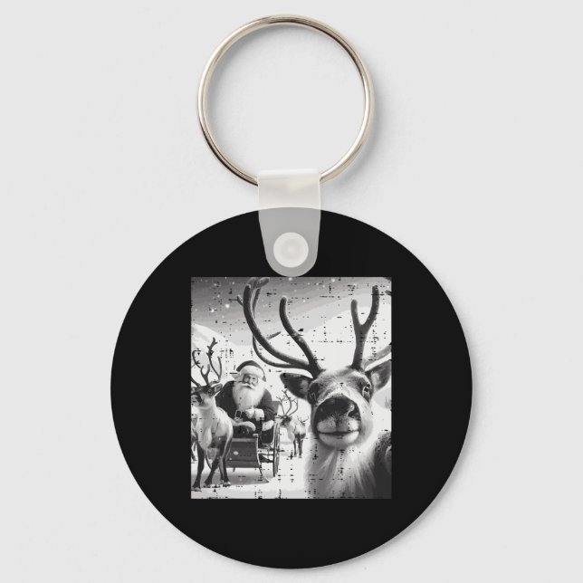 Llavero Navidades reno Santa Selfie Nochebuena divertida (Anverso)