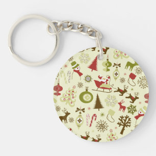 Llavero Navidades Retro Esboza Patrón Sin Maravillas