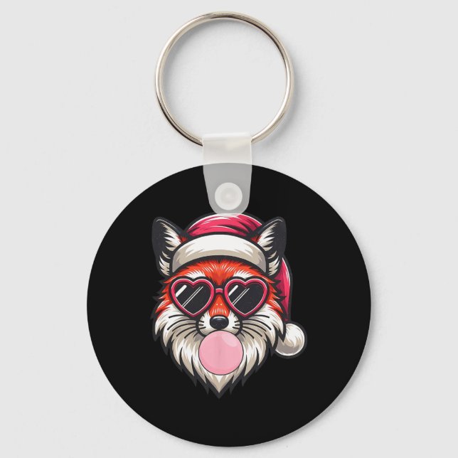 Llavero Navidades Retro Fox Santa Hat Bombilla con (Anverso)