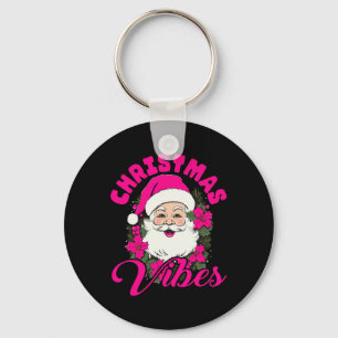 Llavero Navidades Retro Vibes Pink Santa Claus Fun Xmas Wo