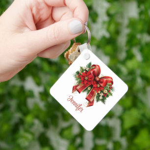 Llavero Navidades rojos y de oro festivos se doblan