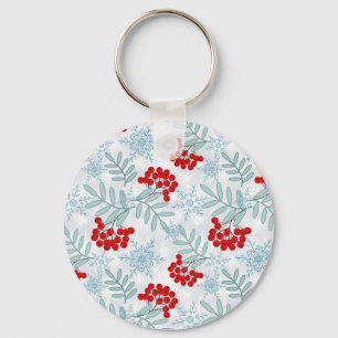Llavero Navidades, Rowan, rojo, blanco, copos de nieve