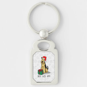 Llavero Navidades Santa Airedale Terrier HO HO Cute
