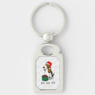Llavero Navidades Santa Basset Hound (tri color 1) Cute