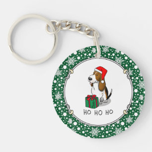 Llavero Navidades Santa Basset Hound (tri color 1) Cute