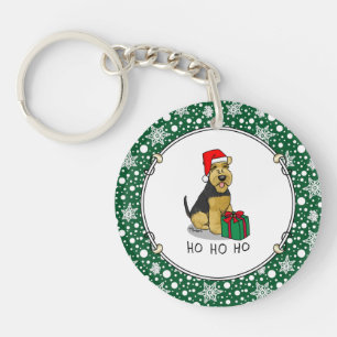 Llavero Navidades Santa Claus Gorra Welsh Terrier Dog Cute