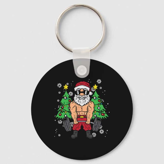 Llavero Navidades Santa Deadlift Xmas Weightlifm Hombres W (Anverso)