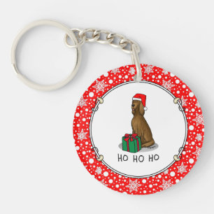 Llavero Navidades Santa Hat Irish Setter Dog (rojo 1)