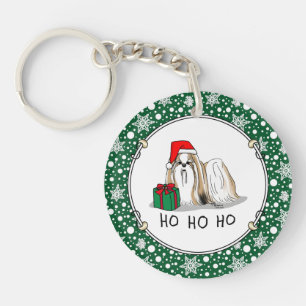 Llavero Navidades Santa Hat Shih Tzu (blanco moreno) Perro