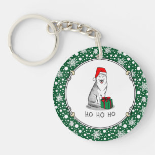 Llavero Navidades Santa Hat Siberian Husky (plata) Cute