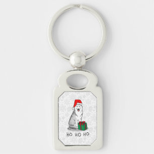 Llavero Navidades Santa Hat Siberian Husky (plata) Cute