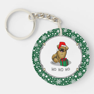 Llavero Navidades Santa Hat Tibetan Spaniel (Brown Cute)