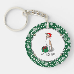 Llavero Navidades Santa Hat Whippet Dog Fawn & white Cute