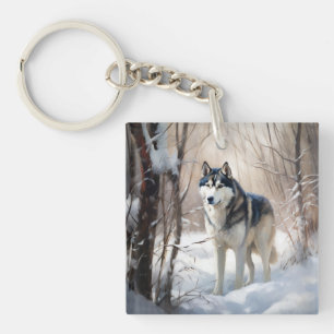 Llavero Navidades Siberian Husky Let It Snow
