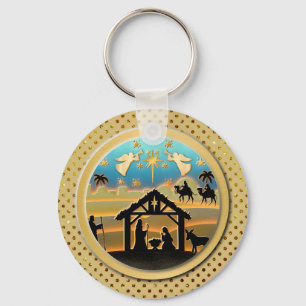 Llavero Navidades Tipografía Patrón rojo y verde sin foco